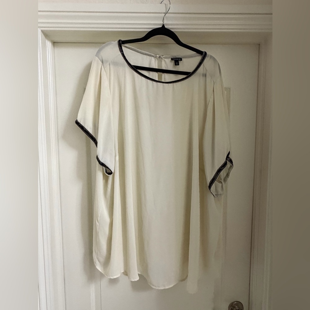 Torrid Cream Blouse with Black Accents